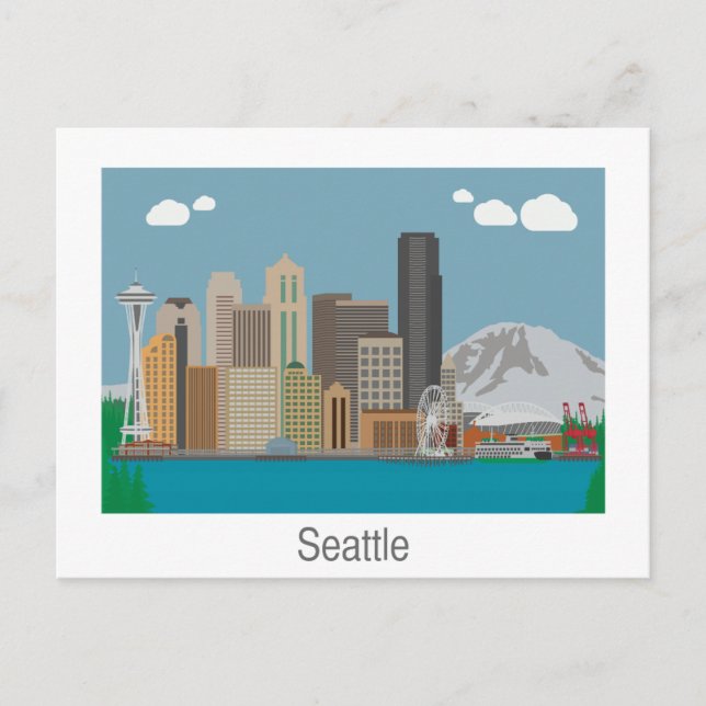 Seattle, Washington Skyline Postcard (Front)