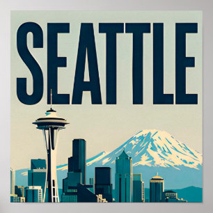 🌲 Seattle Washington Skyline Poster