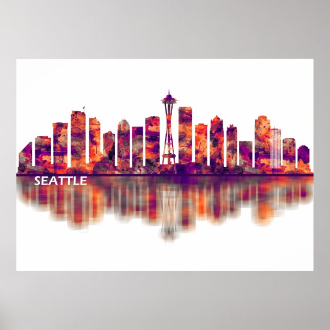 Seattle Washington Skyline Poster (Front)