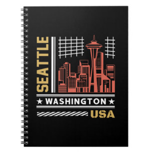 Seattle Washington Skyline Retro Urban Design Notebook
