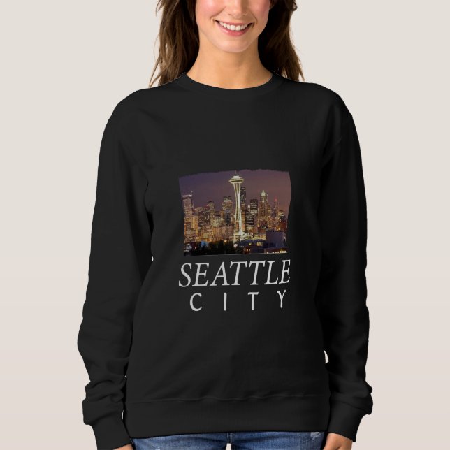 seattle Washington Skyline space needle Sweatshirt (Front)