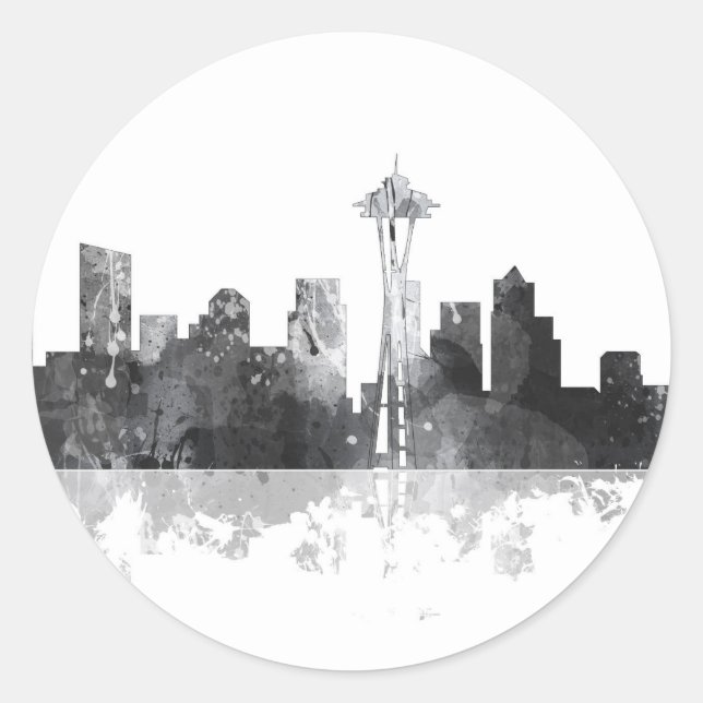 SEATTLE WASHINGTON SKYLINE -Stickers Classic Round Sticker (Front)