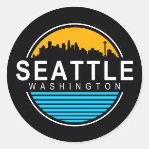Seattle Washington Skyline Travel Square Sticker