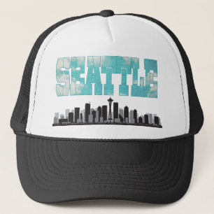 Seattle Washington Skyline Trucker Hat