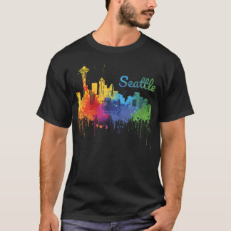 Seattle Washington Skyline Watercolor Souvenir T-Shirt