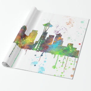 SEATTLE WASHINGTON SKYLINE WRAPPING PAPER