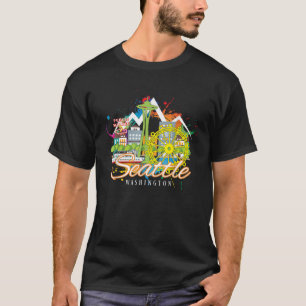 Seattle Washington Space Needle Harbour Skyline So T-Shirt