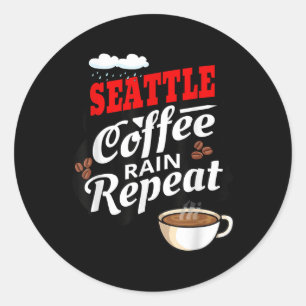Seattle Washington State Coffee Drinker Rain Classic Round Sticker