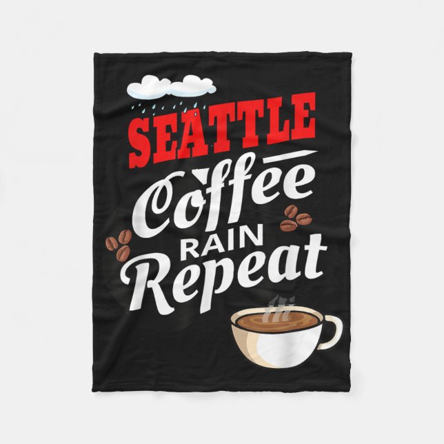 Seattle Washington State Coffee Drinker Rain  Fleece Blanket (Front)