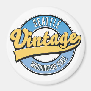 Seattle Washington State retro logo. Magnet