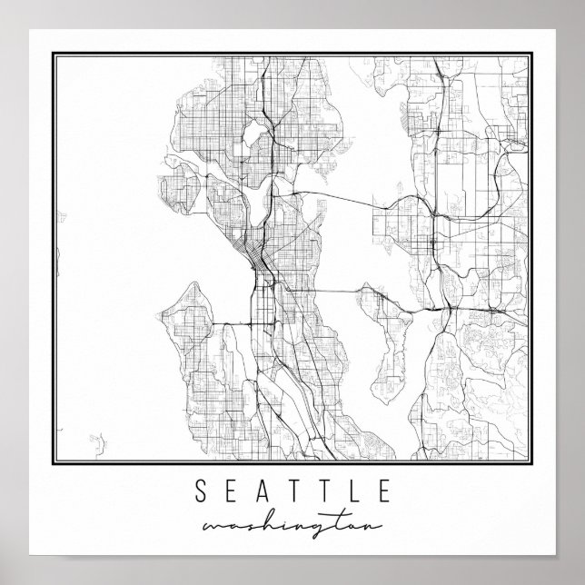 Seattle Washington Street Map Poster (Front)