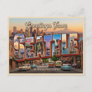 Seattle Washington Travel Postcard