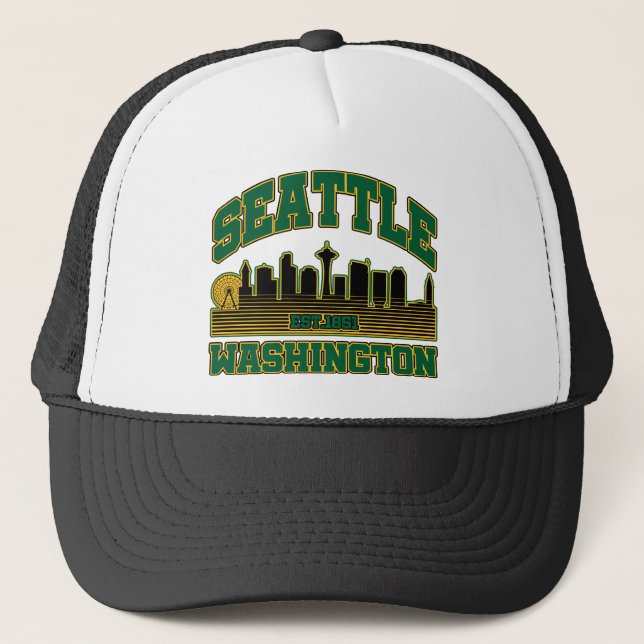 Seattle,Washington Trucker Hat (Front)