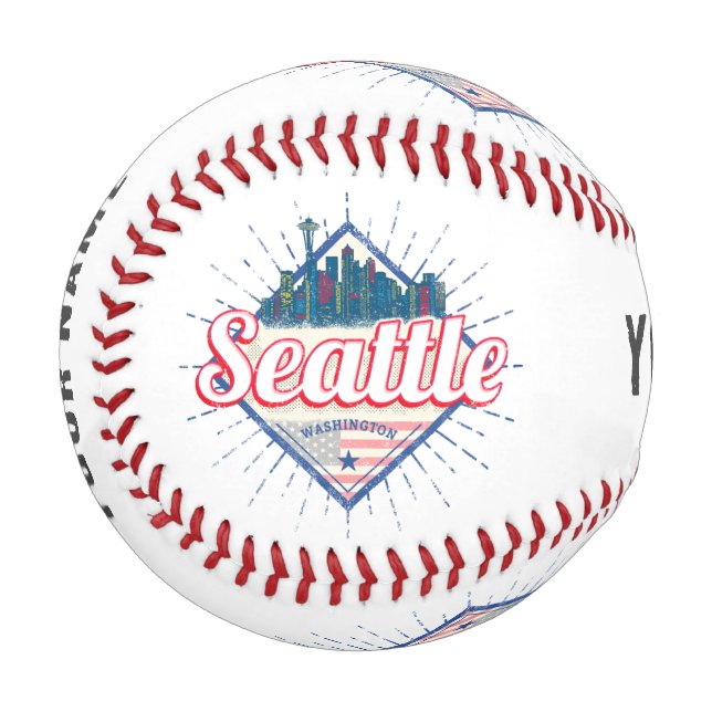 Seattle Washington United States City Skyline USA Baseball (Front Left)