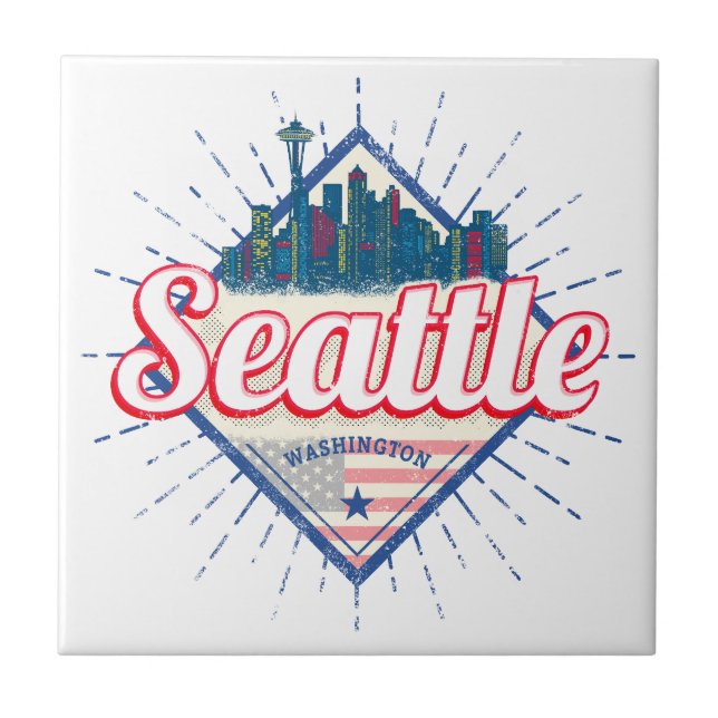 Seattle Washington United States City Skyline USA Ceramic Tile (Front)