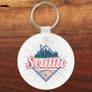 Seattle Washington United States City Skyline USA Key Ring