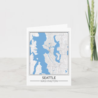 Seattle Washington USA Travel City Map Card