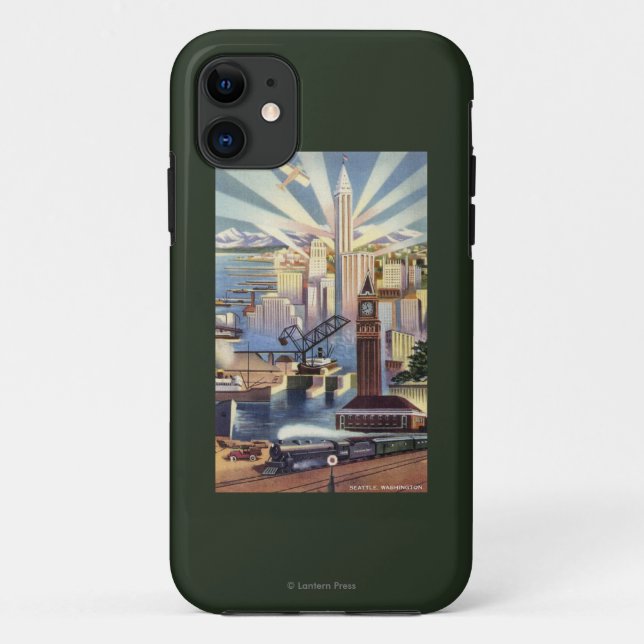 Seattle, Washington - View of Downtown Case-Mate iPhone Case (Back)