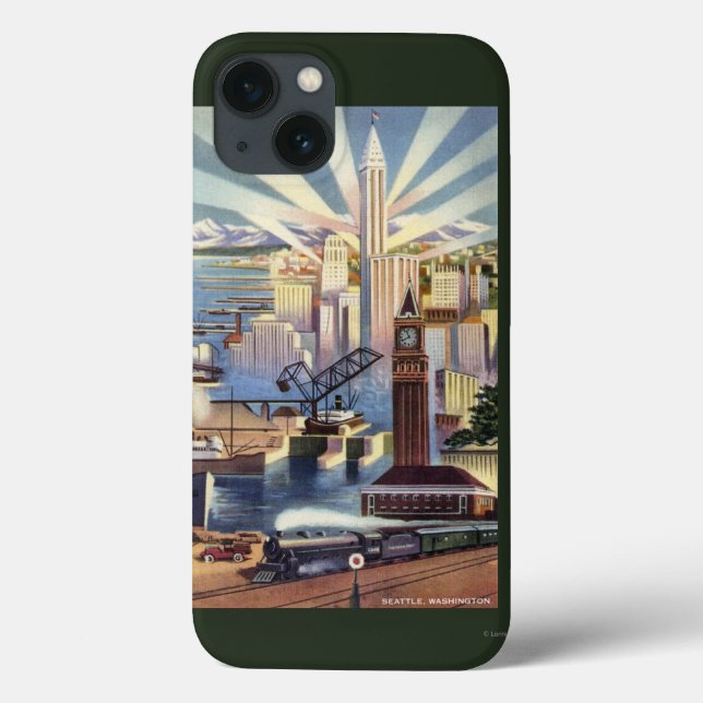 Seattle, Washington - View of Downtown Case-Mate iPhone Case (Back)