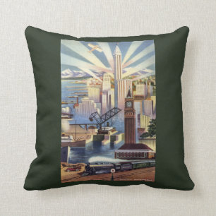 Seattle, Washington - View of Downtown Cushion