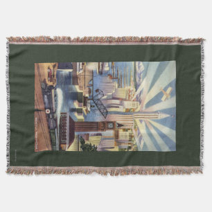 Seattle, Washington - View of Downtown Throw Blanket