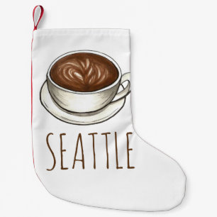 Seattle Washington WA Latte Coffee Cup Barista Small Christmas Stocking