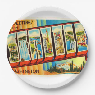Seattle Washington WA Old Vintage Travel Souvenir Paper Plate