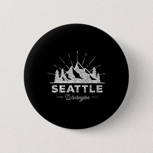 Seattle Washington Wa T Shirt Vintage Hiking Retro 6 Cm Round Badge