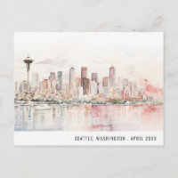 Seattle, Washington Watercolor Landscape Wedding