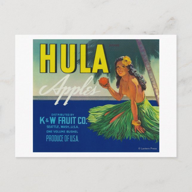Seattle, WashingtonHula Apple Label Postcard (Front)