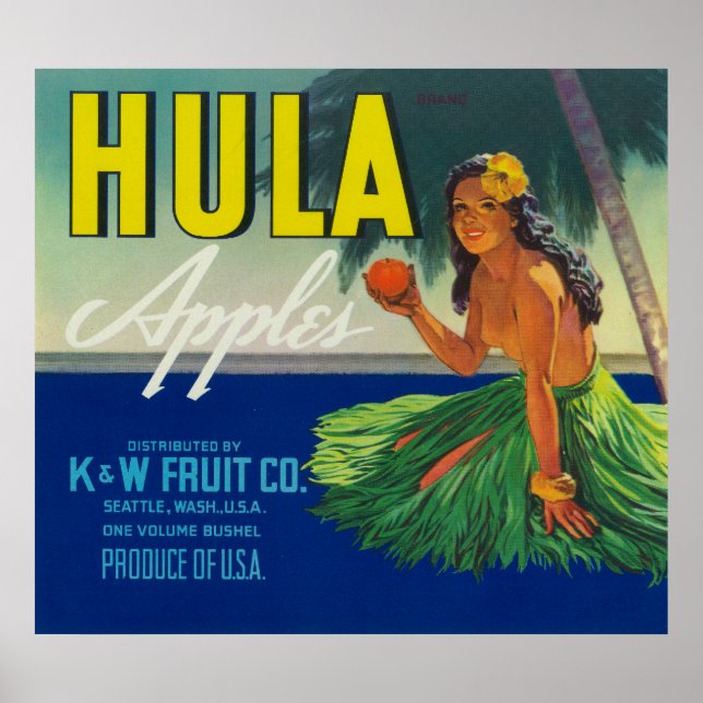 Seattle, WashingtonHula Apple Label Poster (Front)