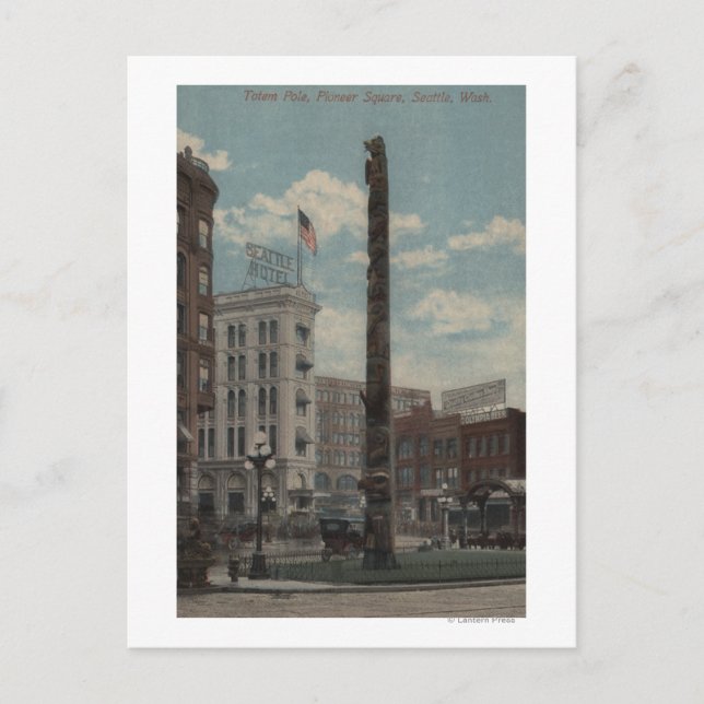 Seattle, WATotem Pole at Pioneer Square Postcard (Front)