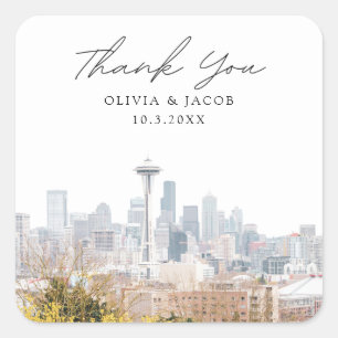 Seattle Wedding Kerry Park Thank You Square Sticker