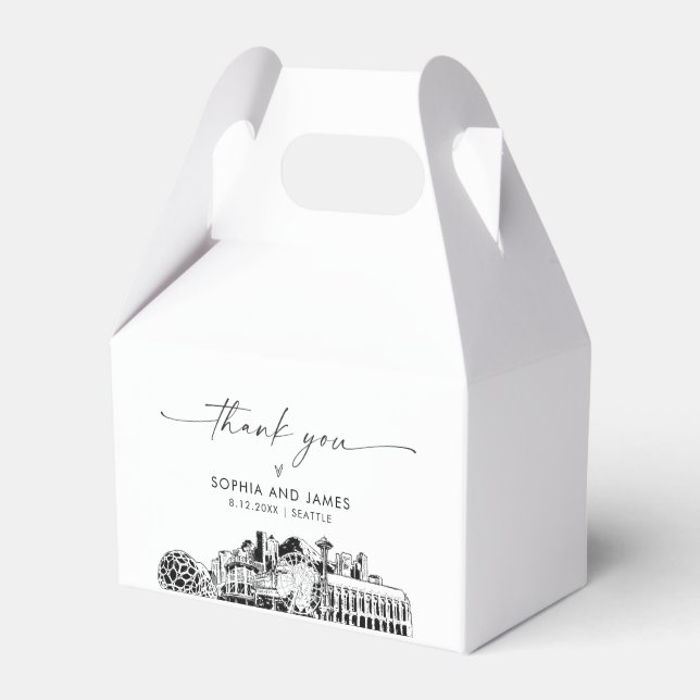 Seattle Wedding Personalised Favour Box (Front Side)