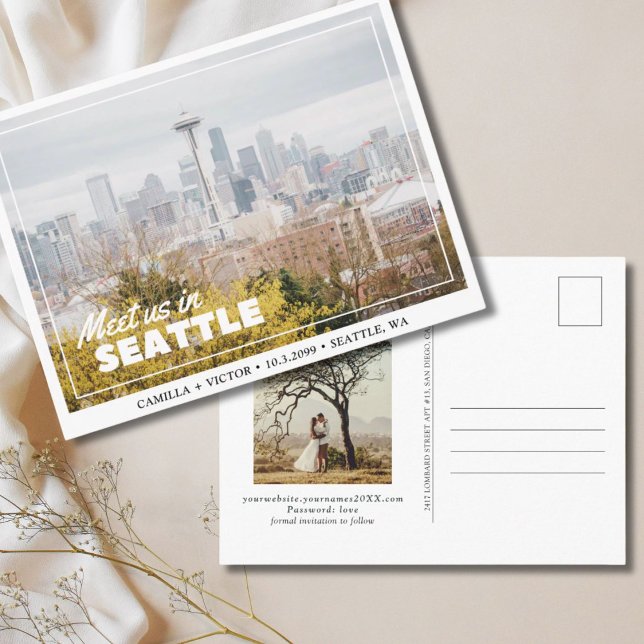 Seattle Wedding Save the Date Postcard (Seattle Wedding Save the Date)