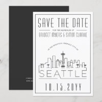 Seattle Wedding | Stylised Skyline Save the Date