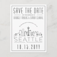 Seattle Wedding | Stylised Skyline Save the Date