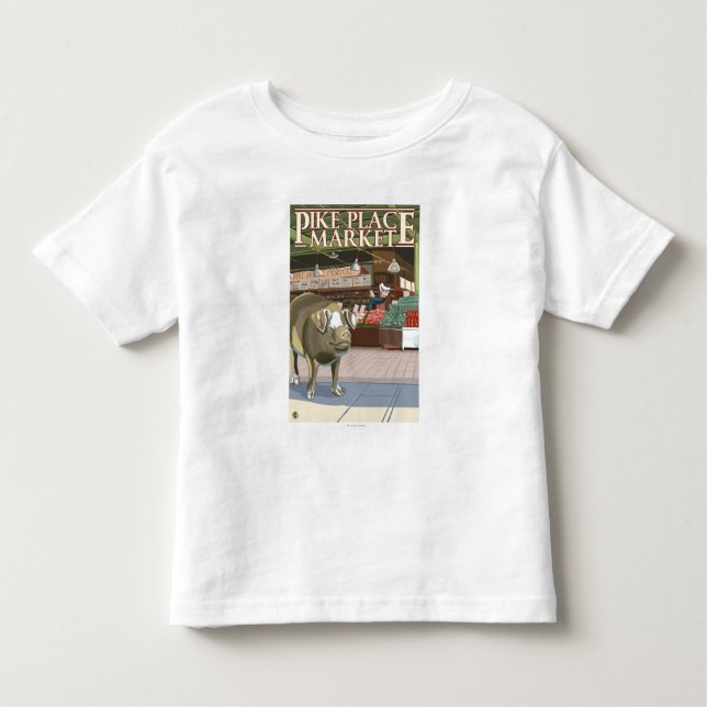 SeattleFish Toss and Bronze Pig at Pike Place Toddler T-Shirt (Front)