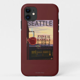 SeattlePike Place Market Sign and Water View iPhone 11 Case