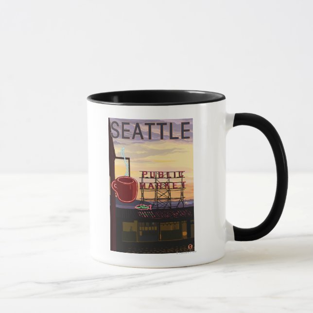 SeattlePike Place Market Sign and Water View Mug (Right)