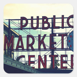 Seattles Pikes Place Market Square Sticker