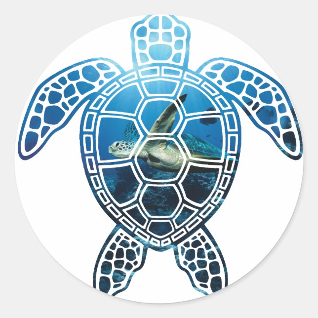 seaturtle-2 classic round sticker (Front)