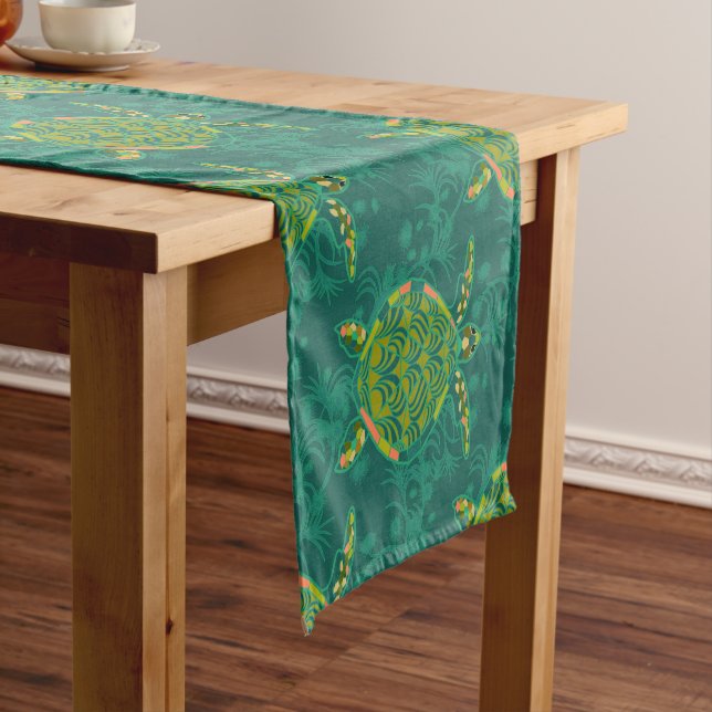 Seaturtle Aquamarine Table Runner (In Situ)