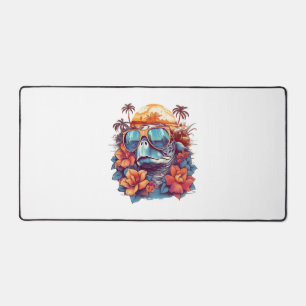 Seaturtle with sunglasses at the beach Copy Desk Mat