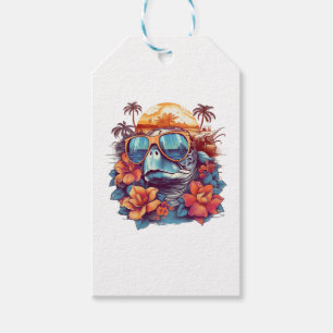 Seaturtle with sunglasses at the beach Copy Gift Tags