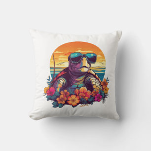 Seaturtle with sunglasses at the beach cushion
