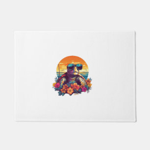 Seaturtle with sunglasses at the beach doormat