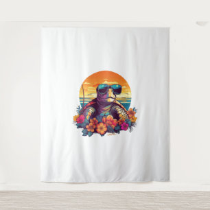 Seaturtle with sunglasses at the beach tapestry