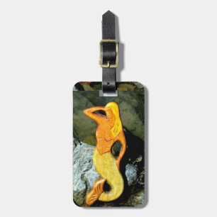 seaward looking blonde mermaid luggage tag