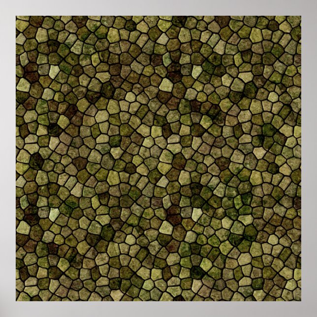 Seaweed and Juniper Cobbled Patchwork Terrazo Patt Poster (Front)